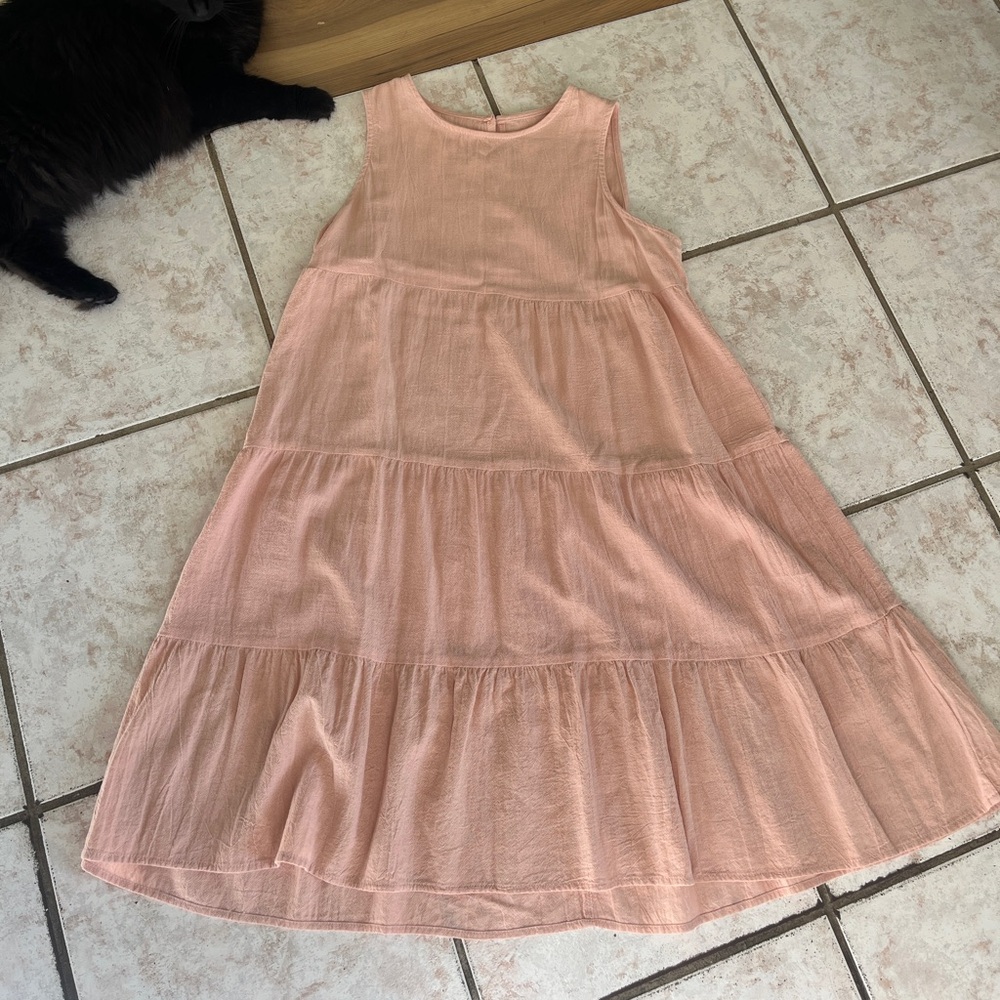 Sleeveless Pink Tiered Dress